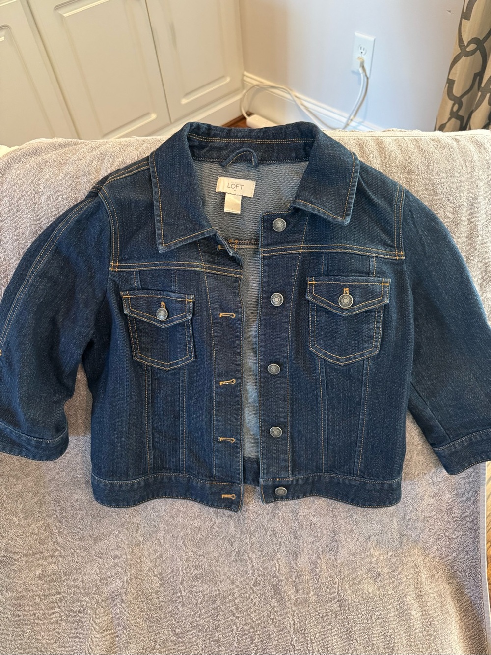 LOFT Dark Blue Denim Trucker Jacket